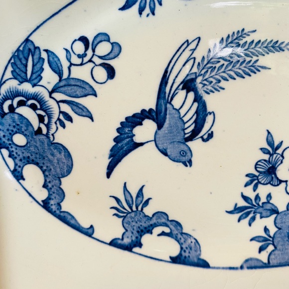 Antique Yuan Wood & Sons England Oval Deep Dish 10x7.25 Inches Blue & White - Picture 3 of 13